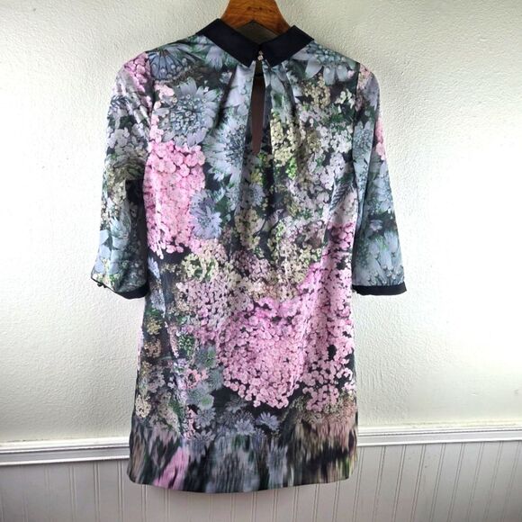 Women's Ted Baker Jacen Floral Print Dress with Beaded Collar Size 3/Medium - Picture 2 of 11